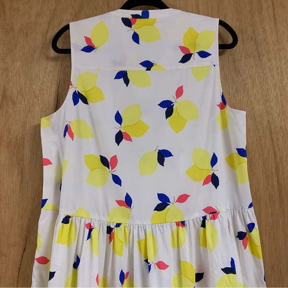 KATE SPADE Lemon Zest Cotton SHIRT DRESS Pockets Hidden Button Summer Sleeveless - Picture 6 of 10